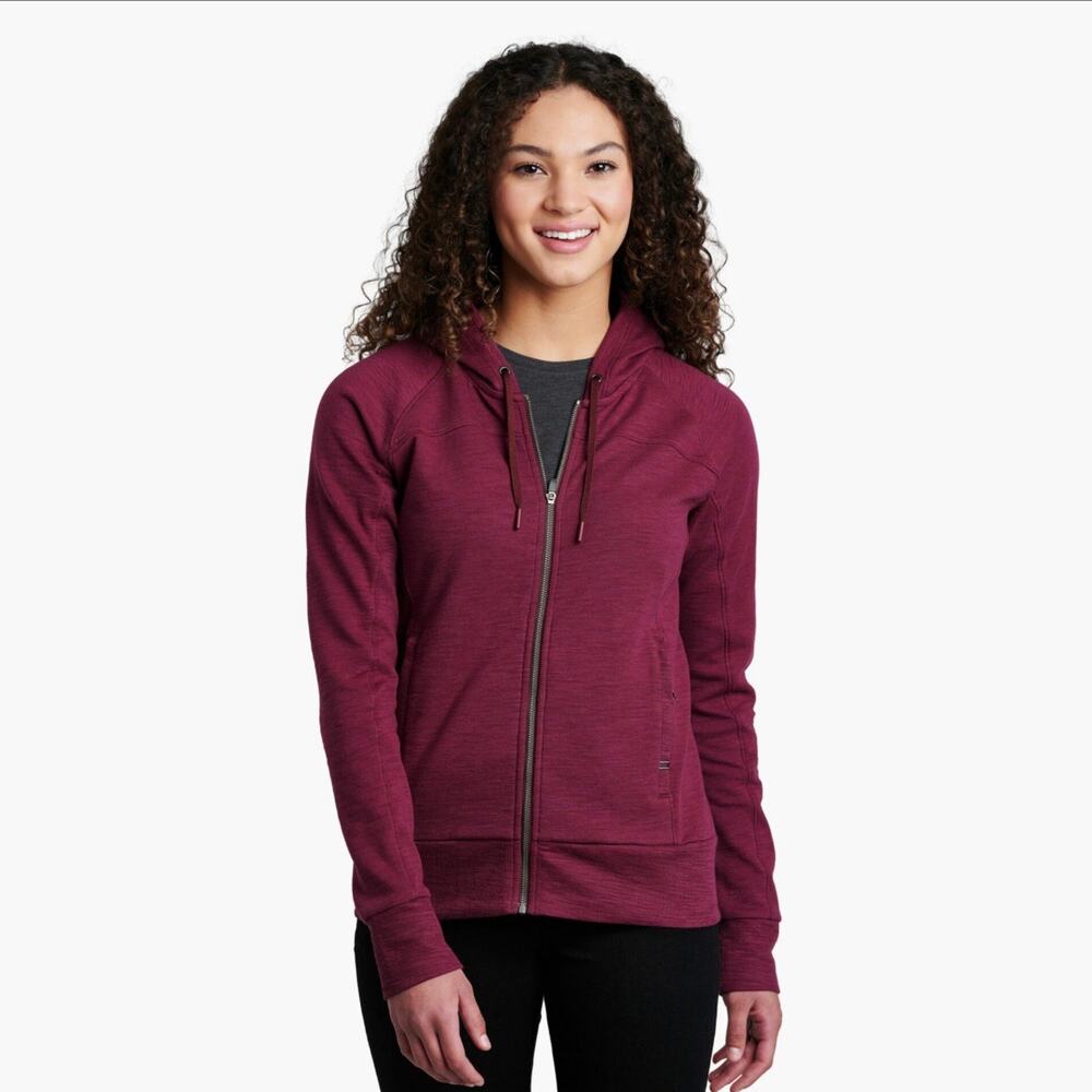 KUHL Lola Full Zip Hoodie Sweatshirt in Maroon Women’s SMALL